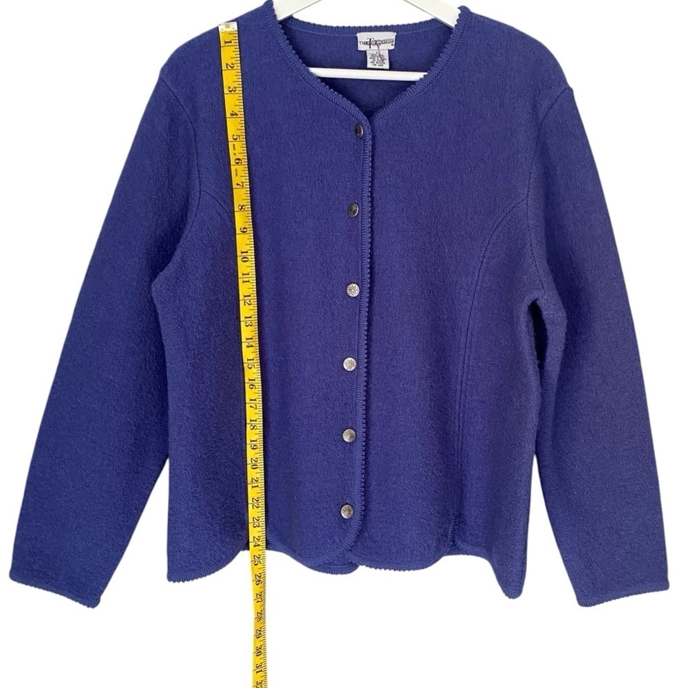 THE TOG SHOP Cardigan Vtg 100% Wool Button Up Periwinkle Blue Purple Women L - Picture 9 of 13